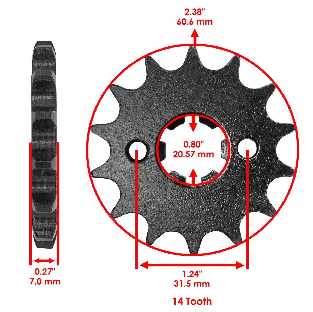 Caltric Front & Rear Drive Chain Sprocket For Polaris Sportsman 90
