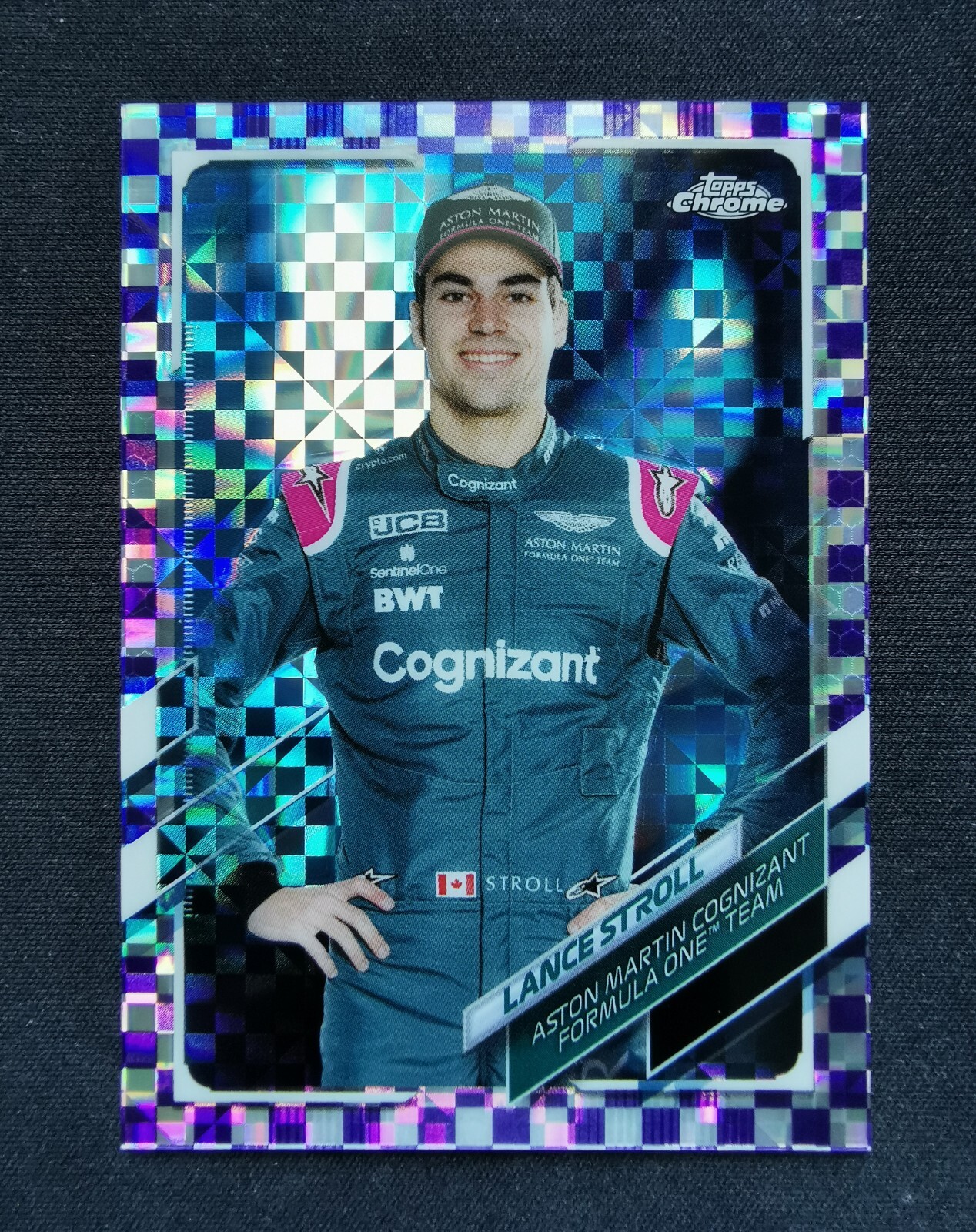 2021 Topps Chrome Formula 1 F1 Lance Stroll #8 Purple Checker Flag /199