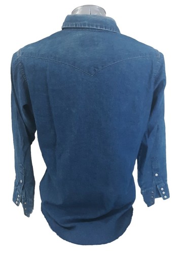 Vintage Wrangler Womens Denim Pearl Snap Button Up Long Sleeve Shirt Size 15½-34 - Picture 4 of 9