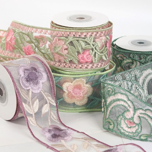 Vintage Flowers National Style Embroidery Lace Ribbon DIY Handmade - 5cm*3M - Picture 2 of 10