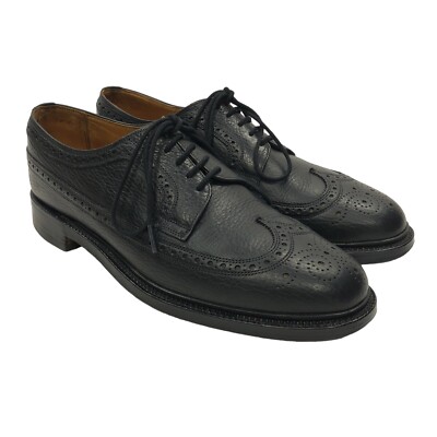 Tweed by Cheaney of England Black Wingtip Oxford Pebble Grain Leather Size 10.5
