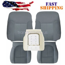 For 2011-2014 Ford F-150 Driver Passenger Bottom Top Cloth Seat Cover Steel Gray
