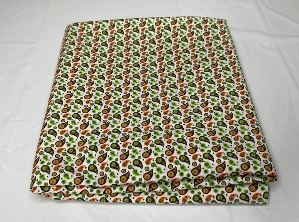 Fabric from turkey like evil eye tear drop green brown orange 1 yard by 40in - Image 2 of 3