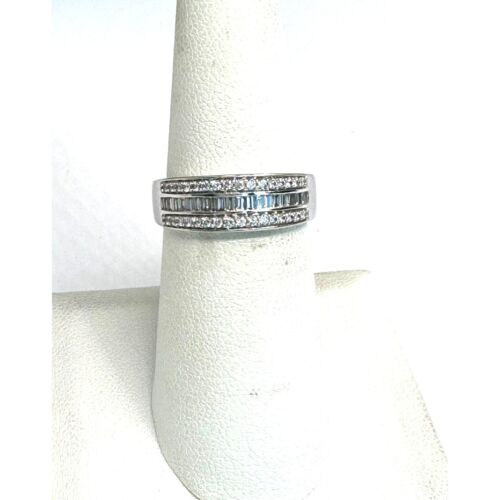 WHITE GOLD AND 0.5 CARAT DIAMOND BAND RING SIZE 6.75 - 7 SKY