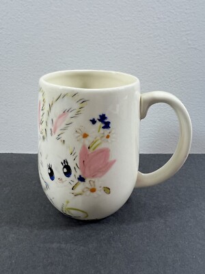Vintage Handpainted Sweet Easter Bunny Rabbit Chick Coffee Tea Mug