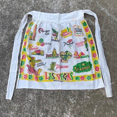 Vintage 60s Las Vegas Nevada Strip Dice White Apron Homemaker