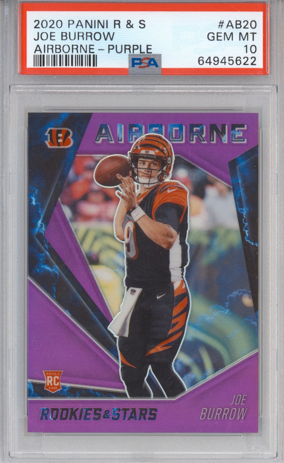 Joe Burrow Panini Rookies & Stars Airborne #AB20 Purple