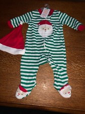 NWT CARTERS JUST ONE YOU Santa Claus FOOTED SLEEPER  Hat Pjs Sleep N Play SZ 3M