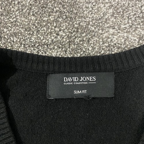 David Jones Mens Black Knit V-Neck Long Sleeve Pullover Acrylic Sweater Size L - Picture 3 of 11