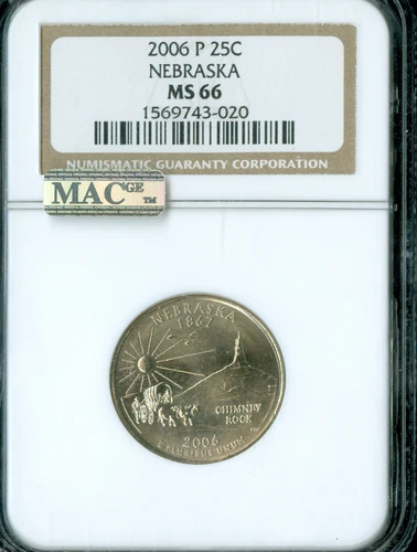 2006 P NEBRASKA QUARTER NGC MS66 BUSINESS STRIKE MAC SPOTLESS *