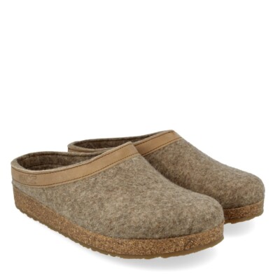 Chaussons Haflinger En Feutre De Laine Beige - Petits Cœurs - Sandales Femme