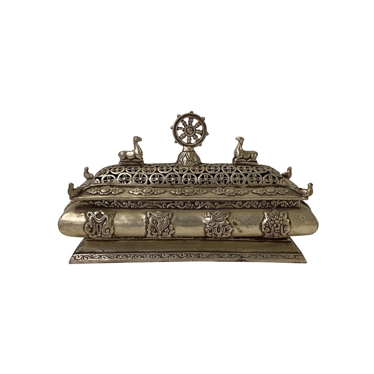 Chinese Tibetan Silver Color Rectangular Shape Incense Burner Display ws3311S Chinese Tibetan Silver Color Rectangular Shape Incense Burner Display ws3311S