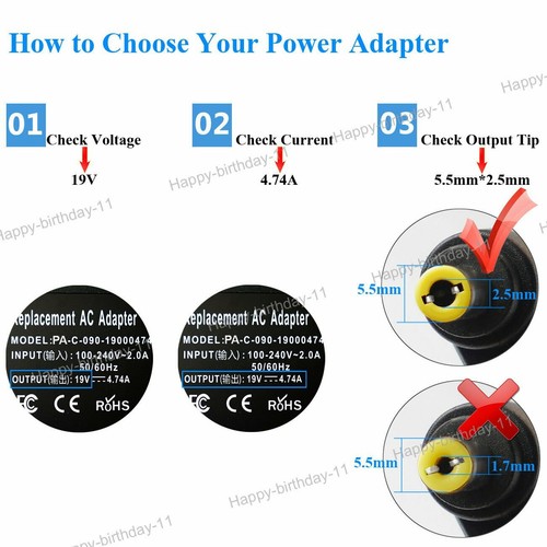 AC Adapter Laptop Charger PA-1900-24 19V 4.74A for ASUS M51V M51S N50V Notebook - Picture 4 of 4