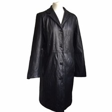 Nine West Soft Leather Coat Women's M Black Y2k