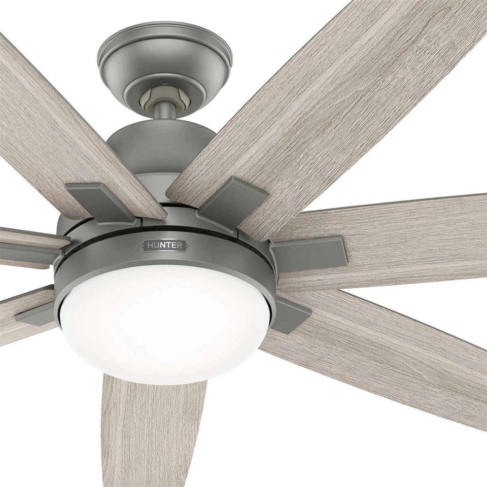Hunter Fan 60 in Casual Matte Silver Indoor Ceiling Fan with Light and 7 Blades