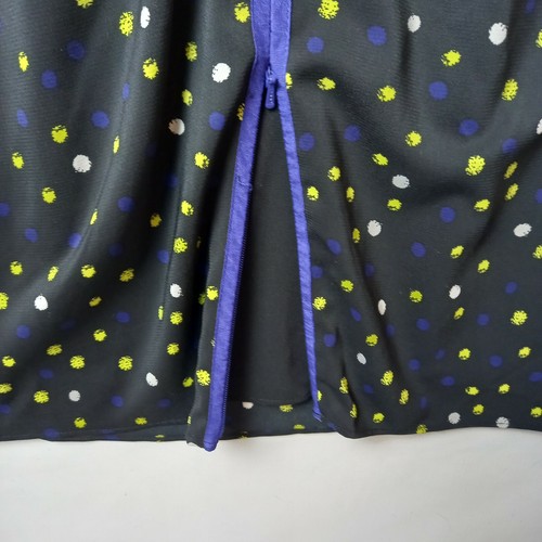 Coast Dress Size 10 Black Smart Fitted Yellow White Blue Dots 3/4 Sleeves - Picture 6 of 7