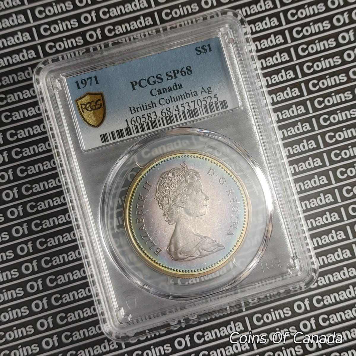 1971 Canada Silver Dollar Coin - PCGS SP68 - Rainbow Toning SP 68
