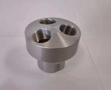 Aluminum manifold round 1 inlet 3/4" NPT thread and 3 outlets 1/2" NPT thread