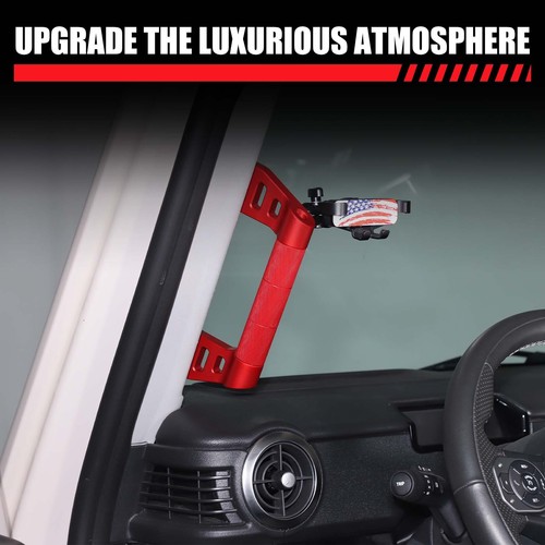 Red Alloy For Ineos Grenadier 2020-24 A Pillar Grab Handle W Mobile Phone Holder - Picture 2 of 12