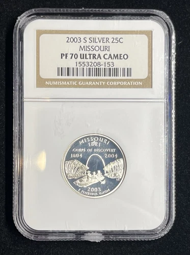 2003-S Missouri Silver Statehood Quarter NGC PF 70 ULTRA CAMEO Perfect Coin!