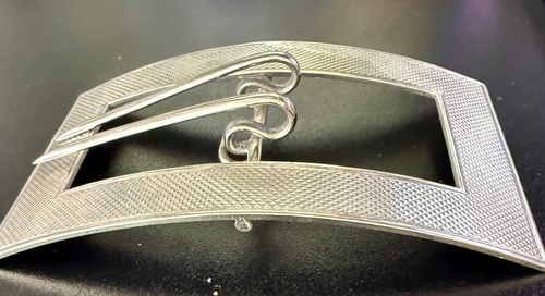 Large Curved Vintage Sterling Silver Buckle. Thick and Sturdy 54.2 GRAMS - Picture 3 of 4