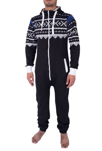 Men's Unisex All-in-One Bodysuit Aztec Zebra Camouflage Fleece Jumpsuit Playsuit - Picture 2 of 35