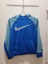 Nike Dri Fit Hoodie Sweatshirt Youth L Blue Swoosh Logo Long Sleeve. Nice