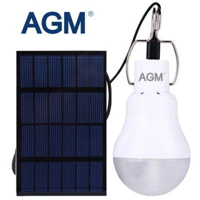 AGM 15W Solar Lampe Glühbirne LED Solarleuchte Außen Campinglampe Garten Beleuchtung