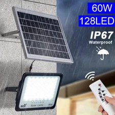 60W 128LED Solar Flood Light IP67 Dusk to Dawn Security Wall Street Yard Outdoor