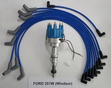 Ford 351w Windsor Pro-billet Distributor Blue Spark Plug Wires Use W Msd Box