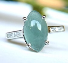 Natural Aquamarine Solid 925 Sterling Silver Ring Size 7