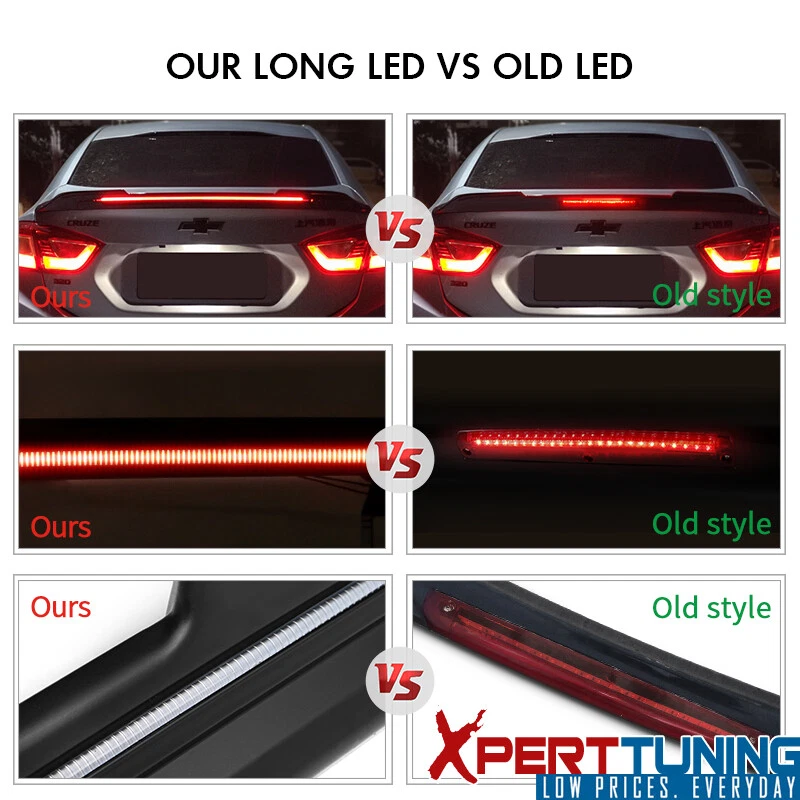 Fits 13-20 Ford Fusion Matte ABS Trunk Spoiler Wing & Long LED Brake Light Foto 4 de 4