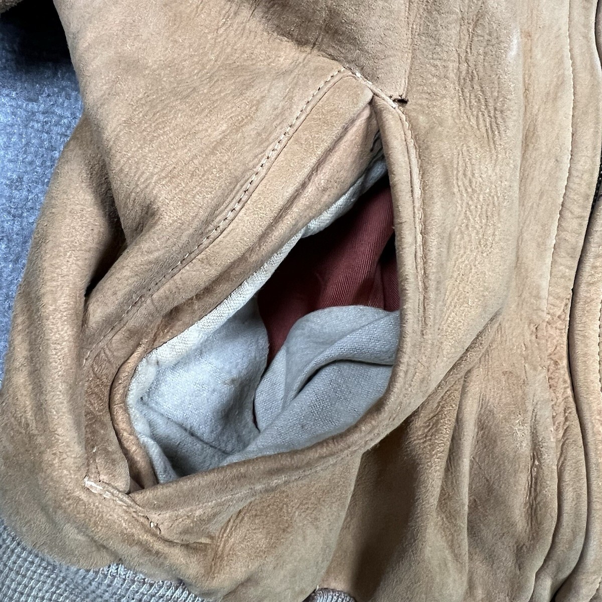 Vintage 50s Penneys Suede Leather Bomber Jacket Size 44 Rockabilly