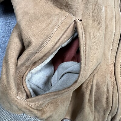 Vintage 50s Penneys Suede Leather Bomber Jacket Size 44 Rockabilly