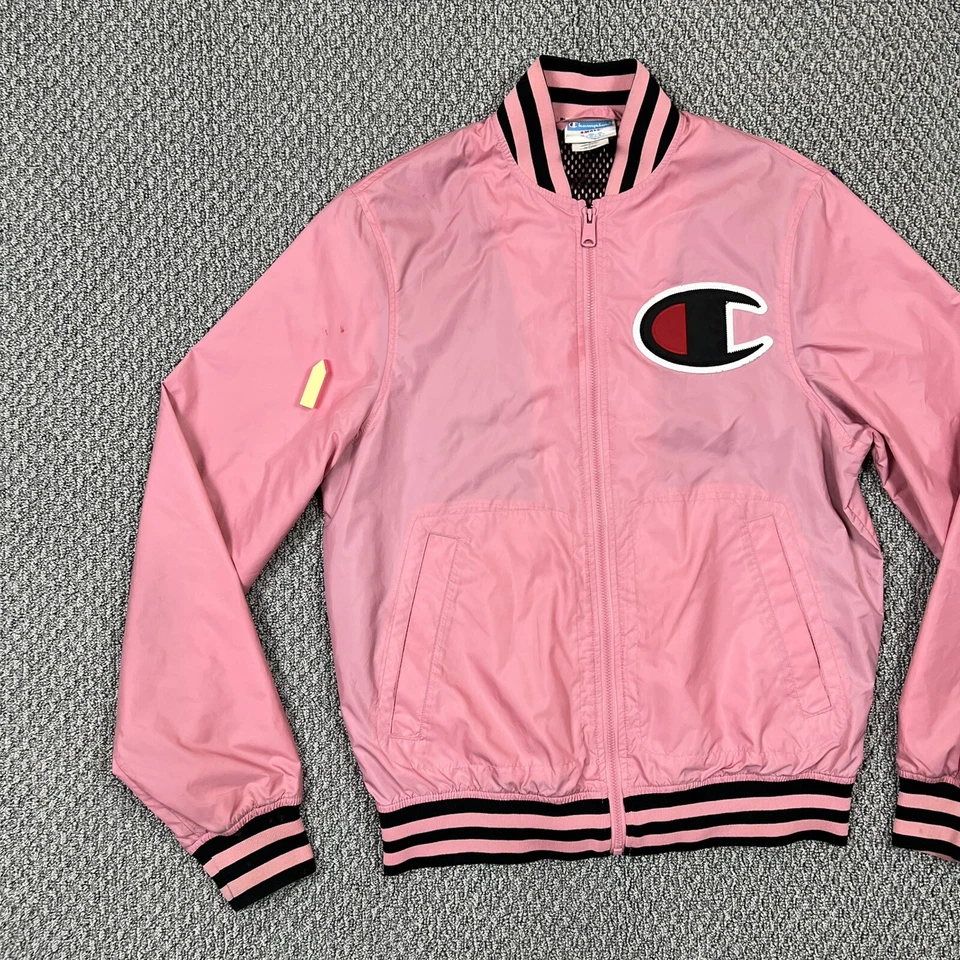Chaqueta para mujer Champion talla pequeña rosa cremallera completa forrada logotipo de campeón deletrear Foto 4 de 4