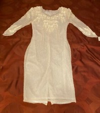 Beaded Sheath Dress Sz 8 Ivory- New