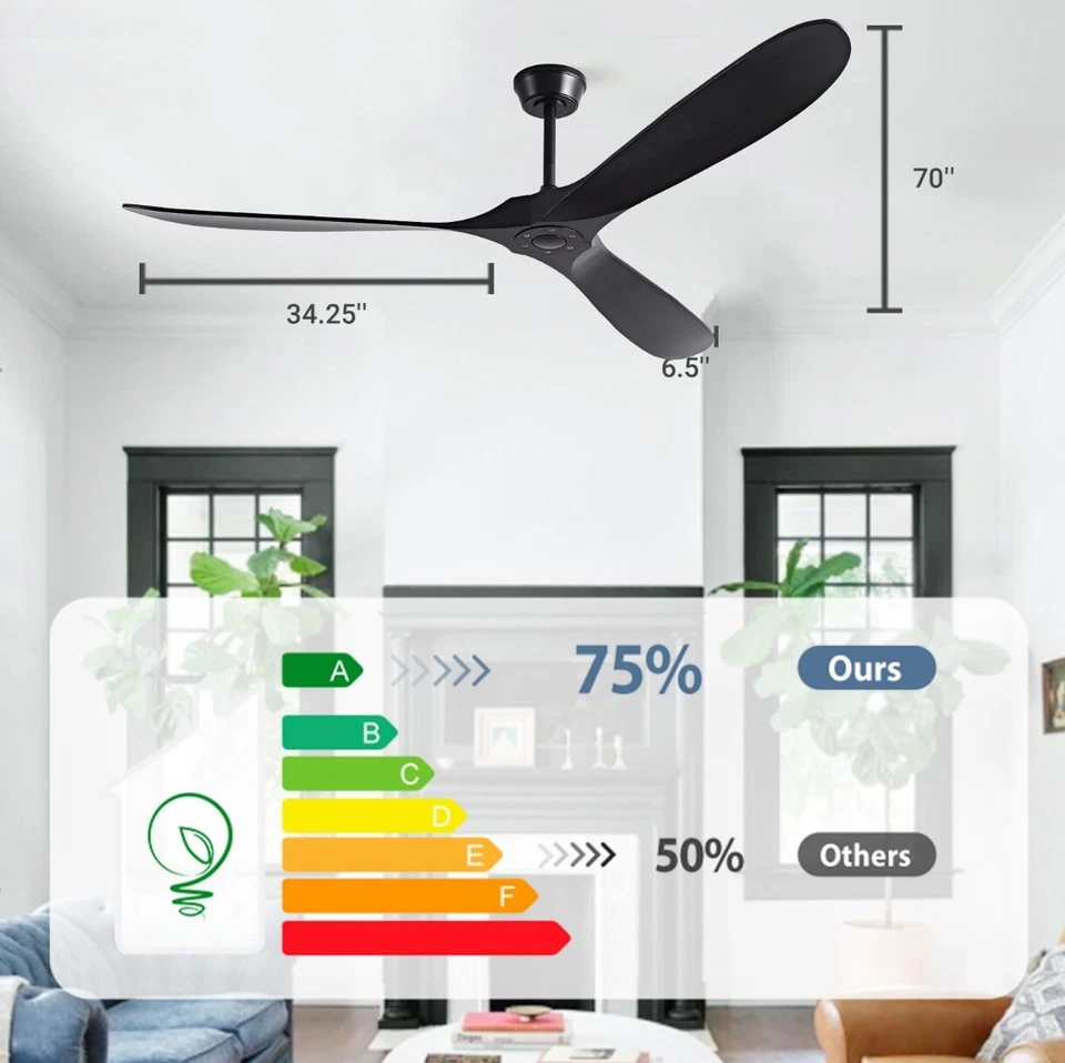  70 Inch Wood Ceiling Fan, Alexa/APP/Remote Control - Image 2 of 4