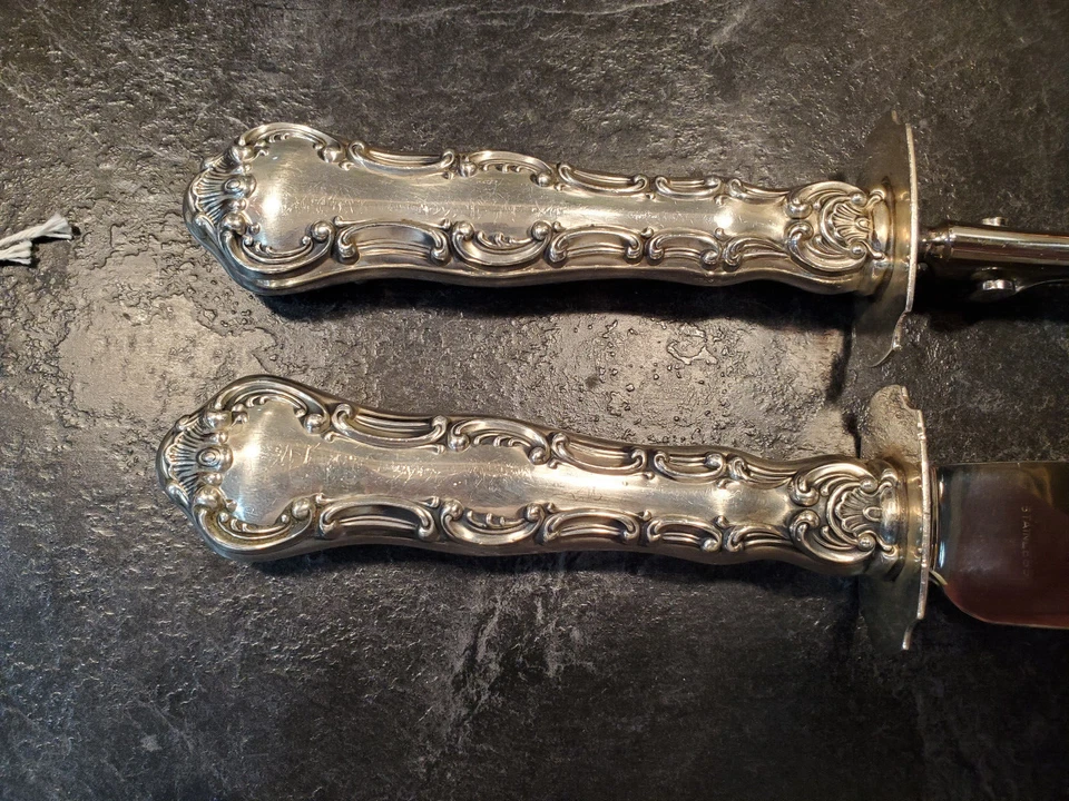 Gorham Sterling HH Estrasburgo Juego de Tallado Asado CUCHILLO GRANDE-13"-TENEDOR-11" #240 Foto 2 de 4