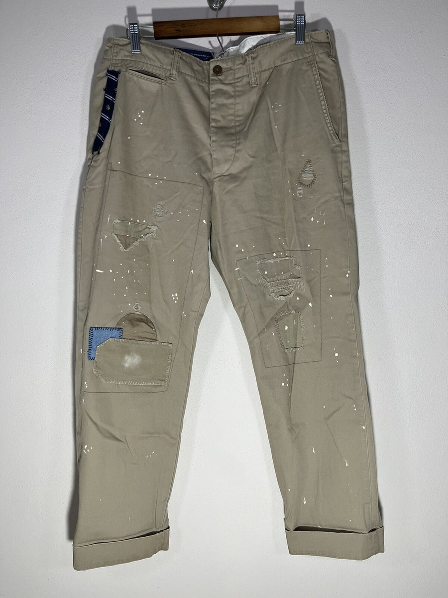 POLO RALPH LAUREN Distressed Patchwork Relaxed Fit Khaki