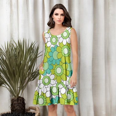 Bon Apple Tea Women's Ruffle Hem Pocket Dress