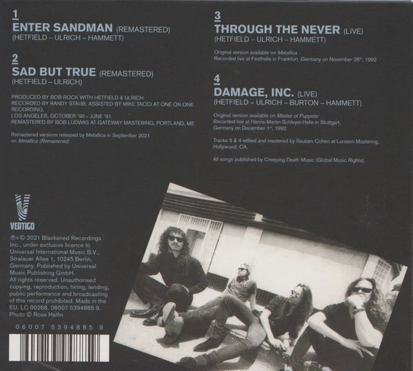 METALLICA Enter Sandman 5"CD 2021 Maxi Limited German Charity Single 4 tracks*** - Bild 4 von 4