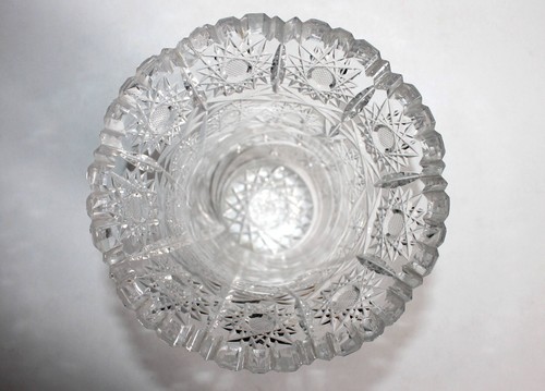 MAGNIFIQUE VASE EN CRISTAL TAILLÉ, GRAVÉ, DECOR GEOMETRIQUE, ART DECO H:21cm 2kg - Imagen 7 de 11