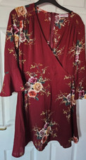 Pink Boutique size 12 ladies red burgundy wrap dress 3/4 length sleeves