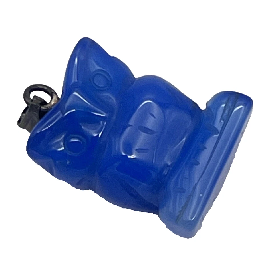 PENDENTE CIONDOLO  GUFO CIVETTA DI AGATA BLU LAVORATO A MANO ARGENTO 925 - Immagine 3 di 4
