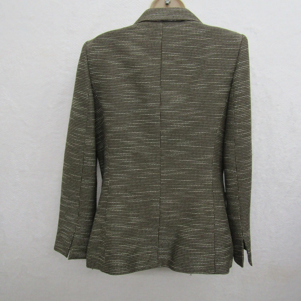 Chaqueta Blazer Kasper Mujer Manga Larga Frente Abierto Verde Blanco Talla 4 Foto 4 de 4