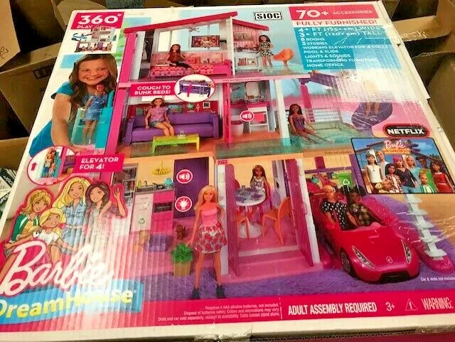 Barbie Dream House Doll house with Pool, Slide & Elevator : : Toys  & Games