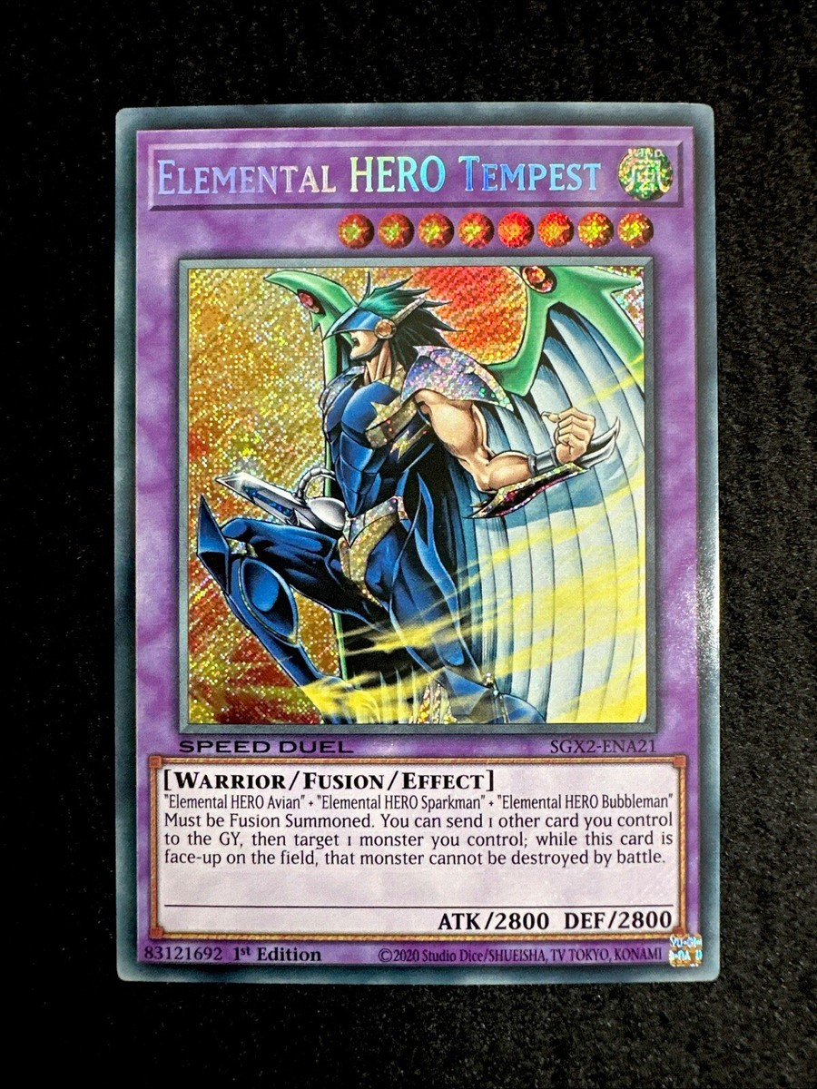 🔥 YUGIOH • ELEMENTAL HERO TEMPEST • SECRET RARE • SGX2-ENA21 • 1st • NM 🔥 