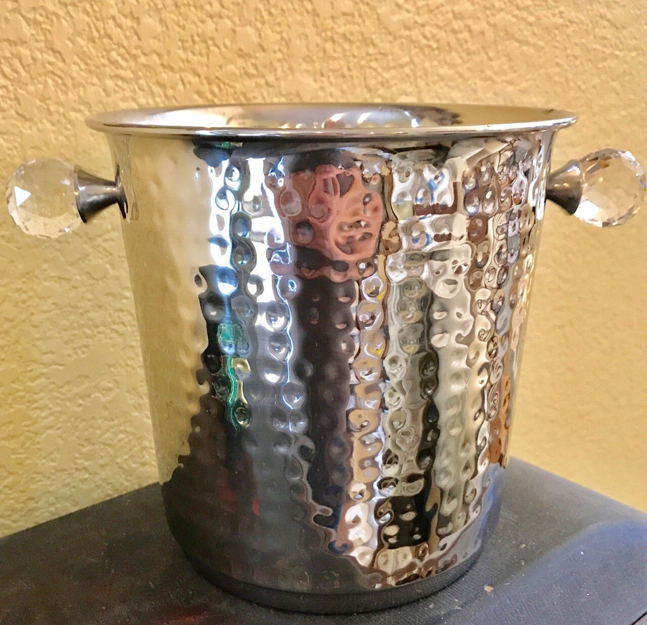 hammered metal ice bucket