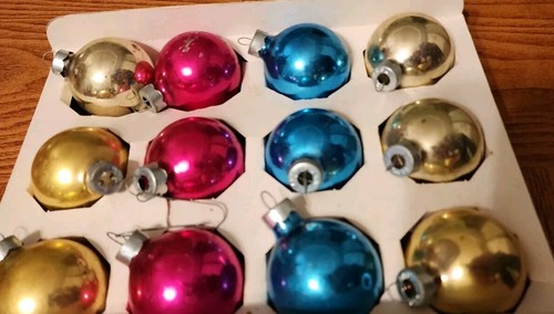 Vintage Coby Glass Ball Christmas Trèe Ornaments Box of 12 Read Description - Picture 7 of 15