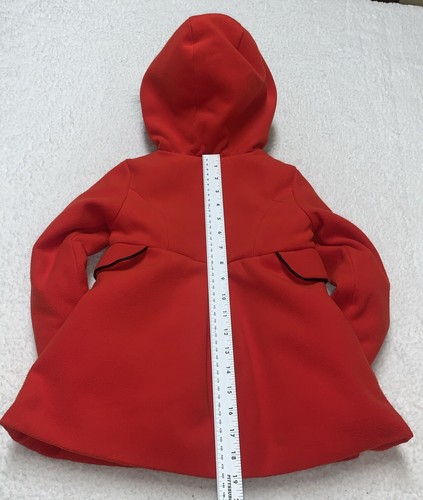 Cat & Jack Red Black Hooded Peacoat Girls Faux Fur Hoodie Size 4T - Picture 15 of 18